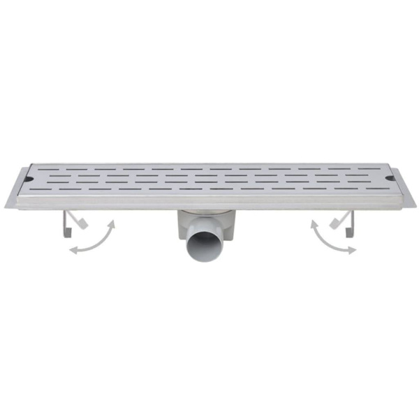 vidaXL Avlång golvbrunn 2 st bubblor rostfritt stål 730x140 mm