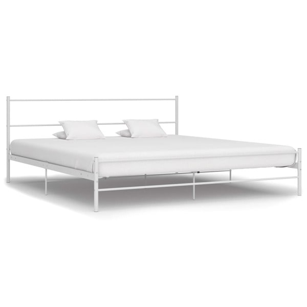 vidaXL Sängram utan madrass med huvudgavel vit 160x200 cm metall Vit