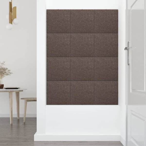 vidaXL Väggpaneler 12 st Taupe 30x30 cm tyg 1,08 m² Taupe