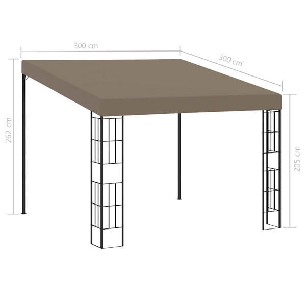 vidaXL Väggmonterad paviljong 3x3 m taupe tyg Taupe
