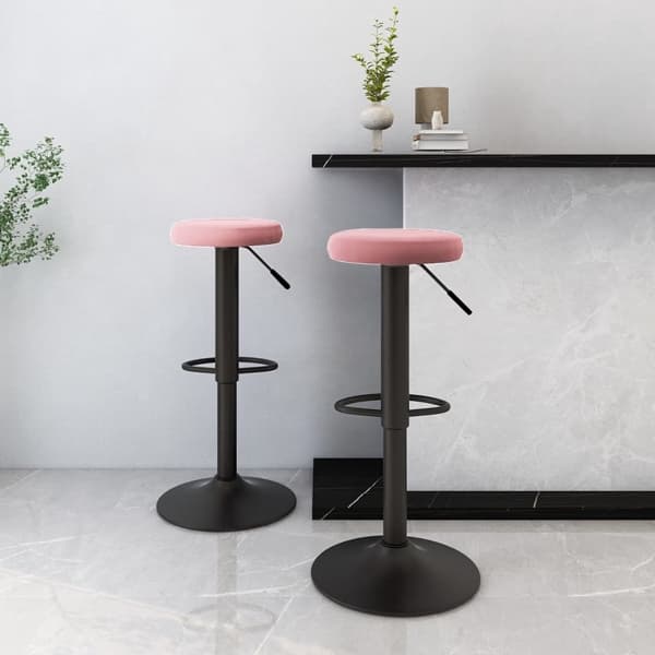 vidaXL Barstolar 2 st rosa sammet Rosa