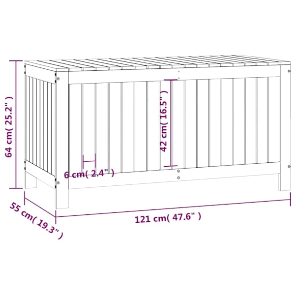 vidaXL Förvaringslåda honungsbrun 121x55x64 cm massiv furu Brun