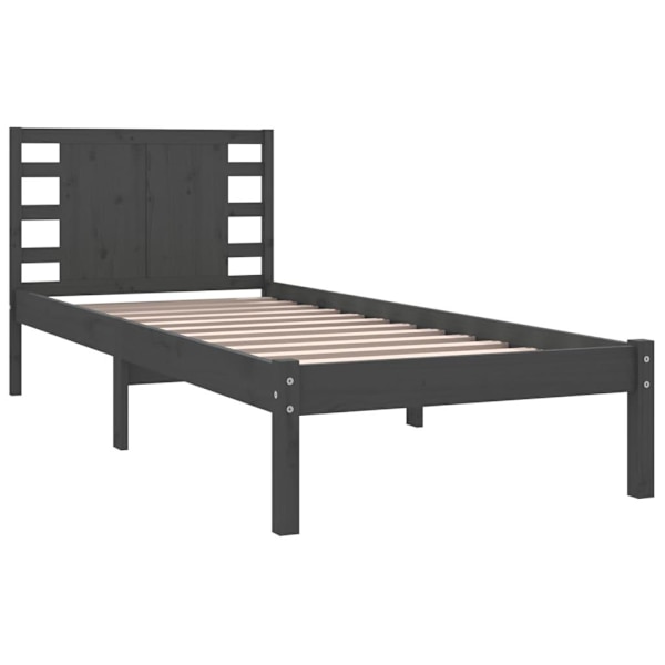 vidaXL Sängram grå massiv furu 90x200 cm Grå