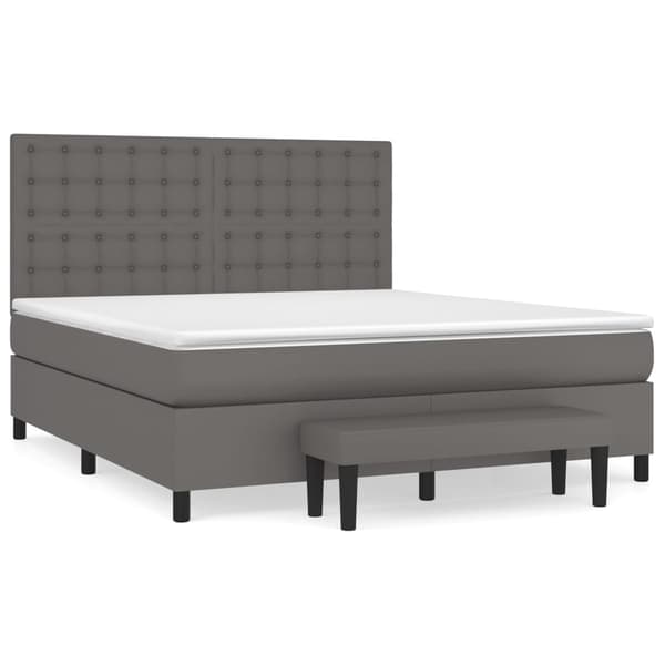 vidaXL Ramsäng med madrass grå 160x200 cm konstläder Grå
