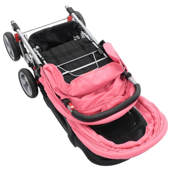 vidaXL Syskonvagn rosa och svart stål Rosa