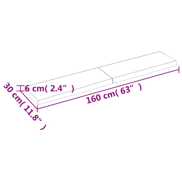 vidaXL Vägghylla mörkbrun 160x30x(2-6) cm behandlad massiv ek Brun