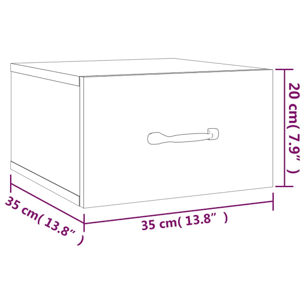 vidaXL Väggmonterat sängbord rökfärgad ek 35x35x20 cm Brun