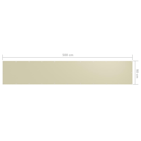 vidaXL Balkongskärm gräddvit 90x500 cm oxfordtyg Creme