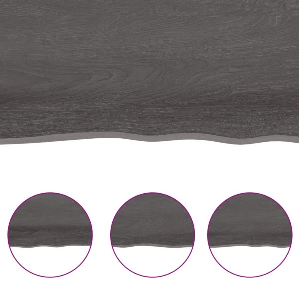 vidaXL Bordsskiva mörkbrun 100x60x(2-6) cm behandlad massiv ek Brun