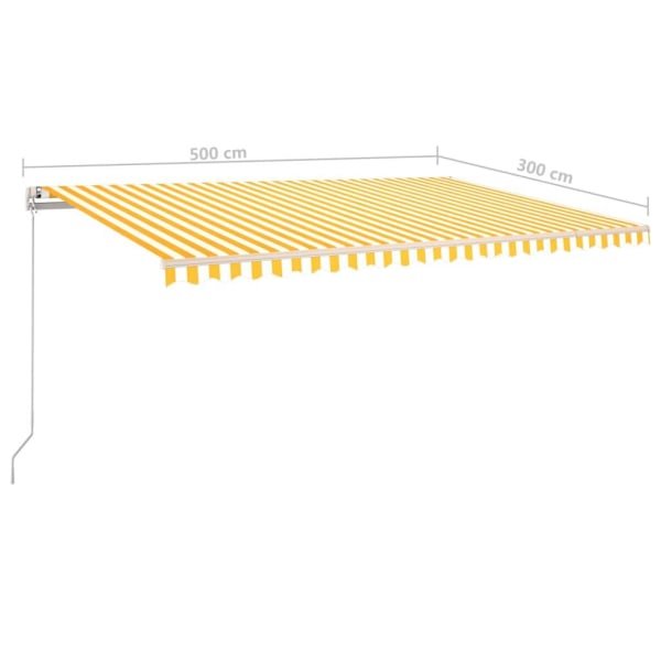 vidaXL Markis manuellt infällbar 500x300 cm gul och vit Gul