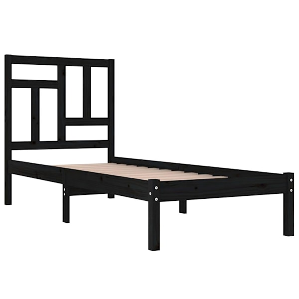 vidaXL Sängram svart massiv furu 90x200 cm Svart