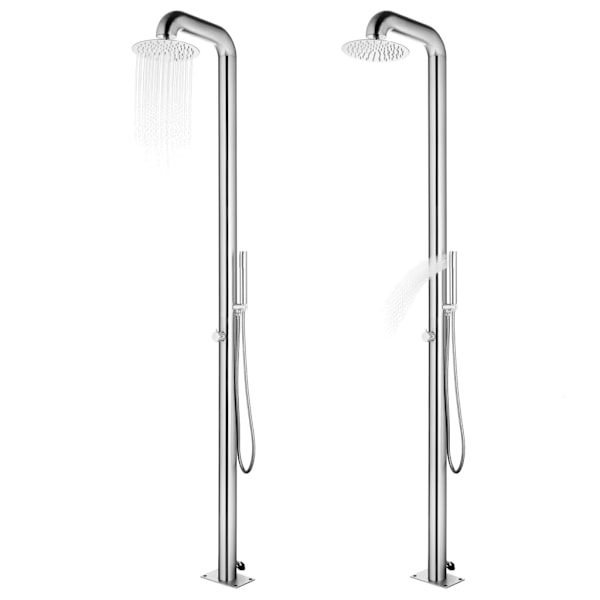 vidaXL Trädgårdsdusch med brunt golv 230 cm rostfritt stål Brun