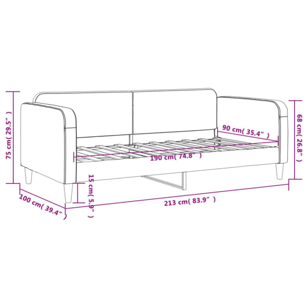 vidaXL Dagbädd svart 90x190 cm tyg Svart