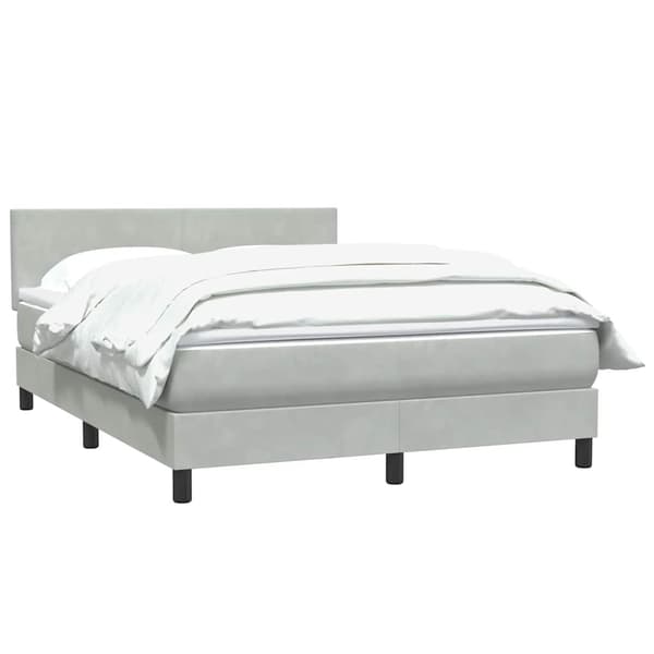 vidaXL Ramsäng med madrass ljusgrå 160x210 cm sammet Grå