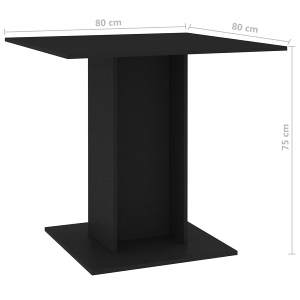 vidaXL Matbord svart 80x80x75 cm spånskiva Svart