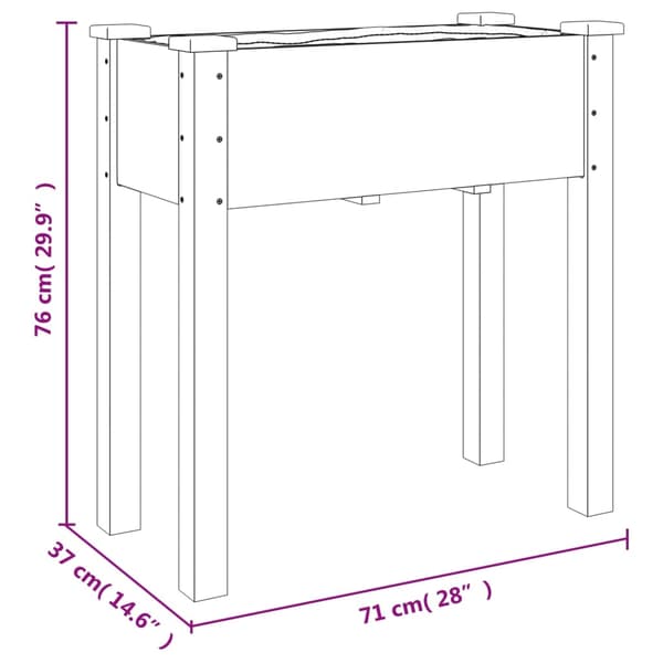 vidaXL Odlingslåda med foder grå 71x37x76 cm massivt granträ Grå