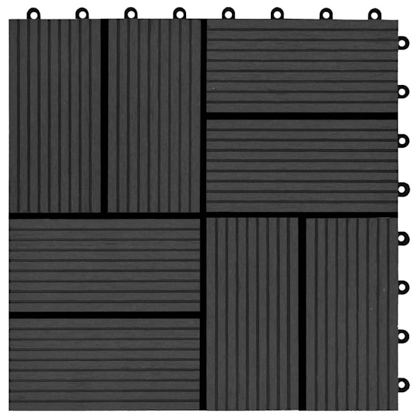 vidaXL Trall 22 st 30x30 cm 2 kvm WPC svart Svart