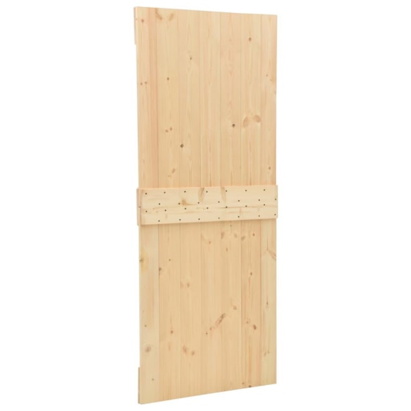 vidaXL Skjutdörr med beslag 90x210 cm massiv furu Brun
