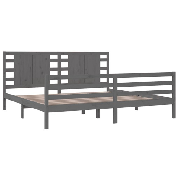 vidaXL Sängram grå massiv furu 200x200 cm Grå