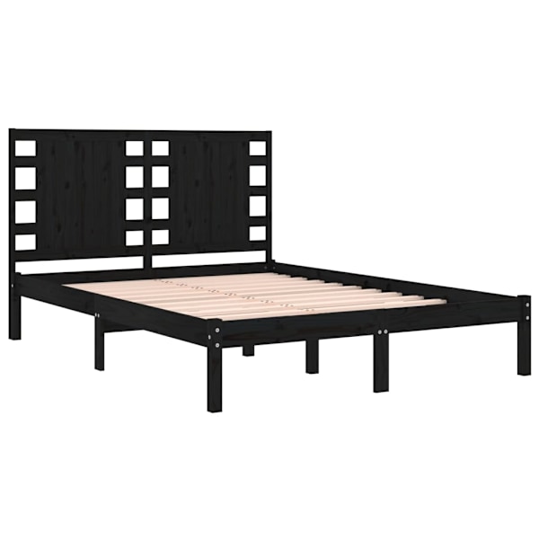 vidaXL Sängram svart massiv furu 160x200 cm Svart
