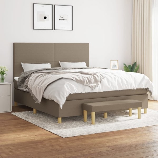 vidaXL Ramsäng med madrass taupe 160x200 cm tyg Taupe