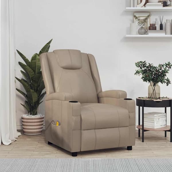 vidaXL Massagefåtölj cappuccino konstläder Brun