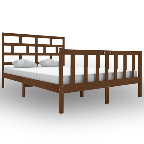 vidaXL Sängram honungsbrun massiv furu 150x200 cm Brun