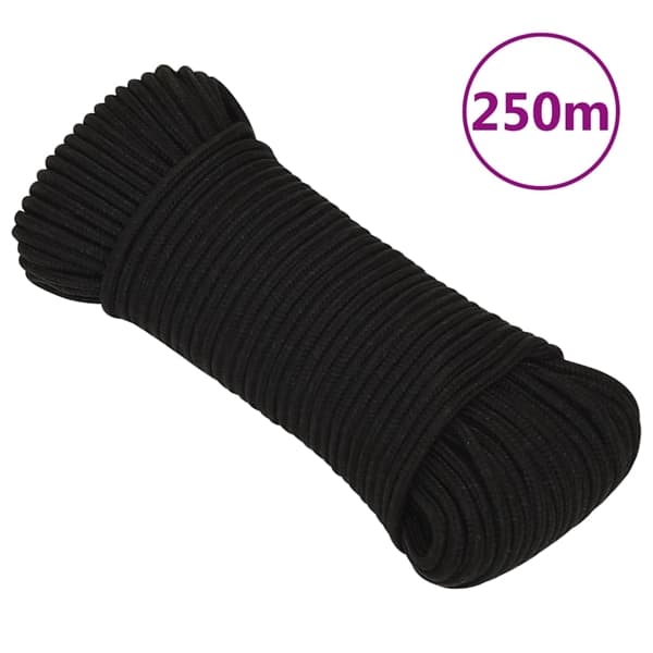 vidaXL Rep svart 3 mm 250 m polyester Svart