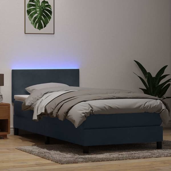 vidaXL Ramsäng med madrass mörkgrå 80x210 cm sammet Grå