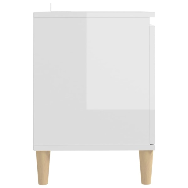vidaXL TV-bänk med massiva ben vit högglans 103,5x35x50 cm Vit