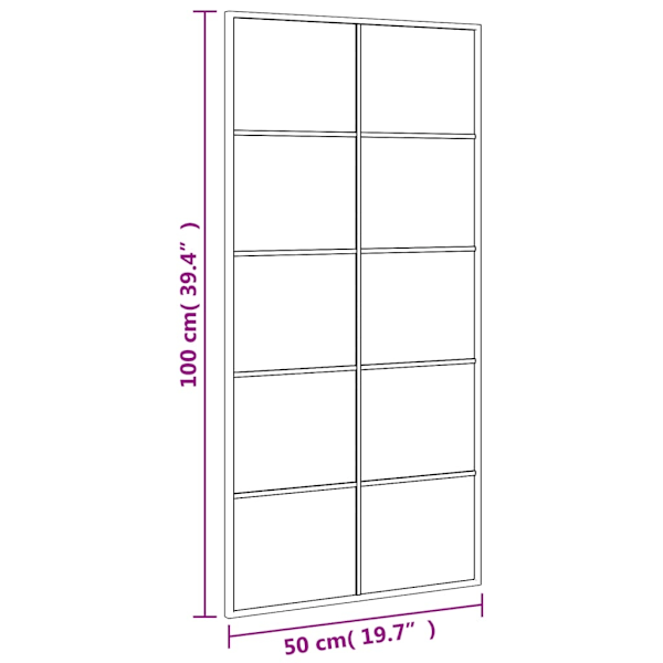 vidaXL Väggspegel svart 50x100 cm rektangulär järn Svart