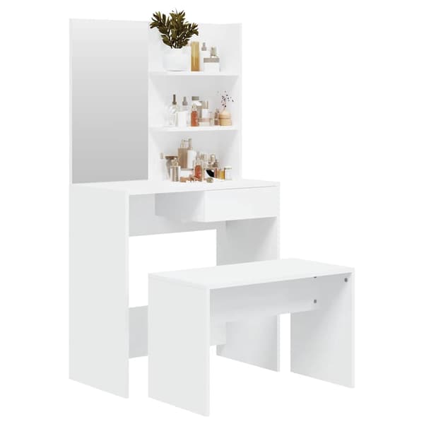 vidaXL Sminkbord set vit 74,5x40x141 cm Vit