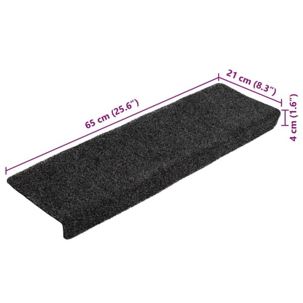 vidaXL Trappmattor självhäftande 10 st 65x21x4 cm mörkgrå rektangulär kant grå