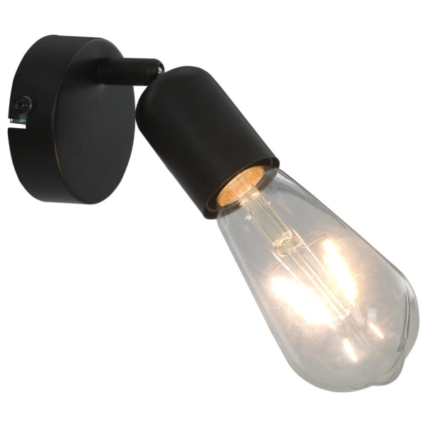 vidaXL Spotlights 2 st med glödlampor 2 W svart E27 Svart
