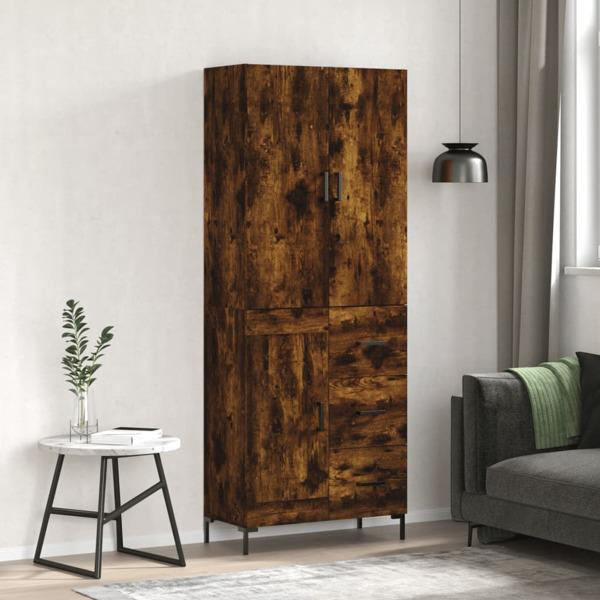 vidaXL Högskåp rökfärgad ek 69,5x34x180 cm konstruerat trä Brun