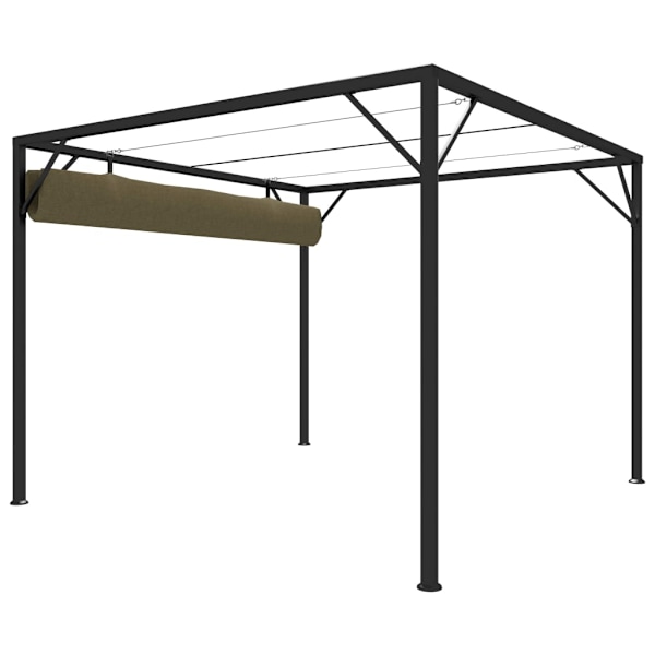 vidaXL Paviljong med infällbart tak 3x3 m taupe 180 g/m² Taupe