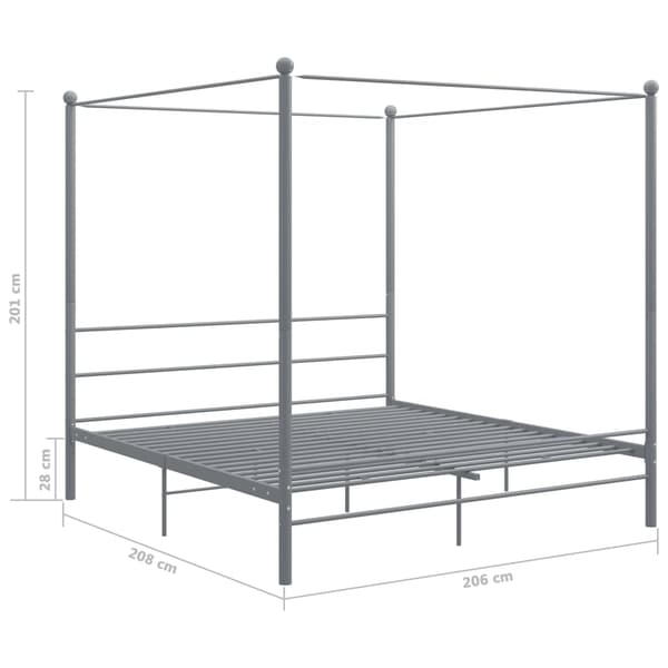 vidaXL Himmelsäng grå metall 200x200 cm grå