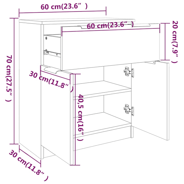 vidaXL Skåp vit 60x30x70 cm konstruerat trä Vit
