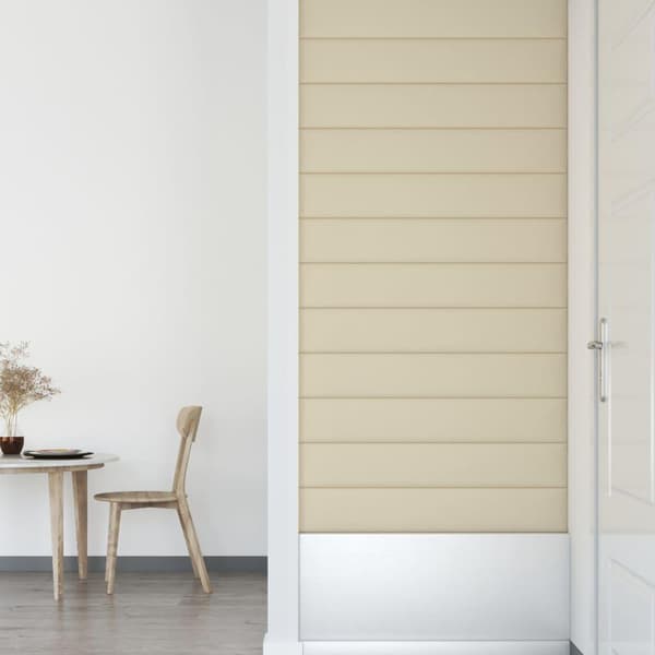 vidaXL Väggpaneler 12 st gräddvit 90x15 cm konstläder 1,62 m² Kräm