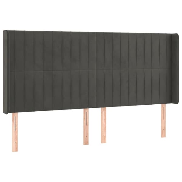 vidaXL Ramsäng med madrass & LED mörkgrå 180x200 cm sammet Grå