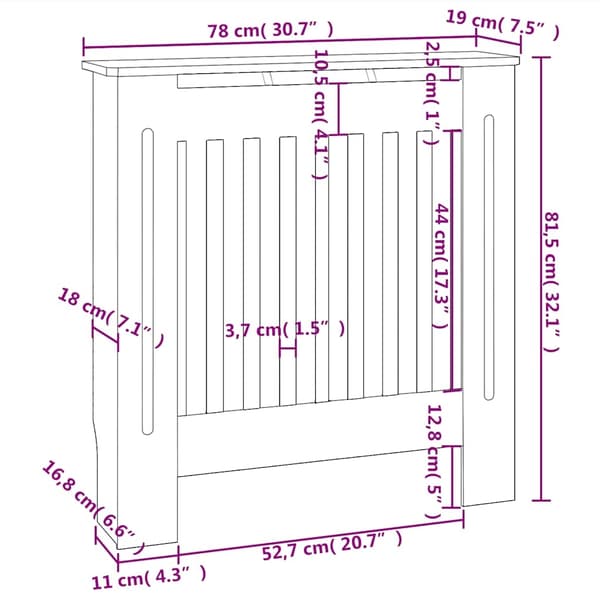 vidaXL Elementskydd MDF vit 78 cm Vit