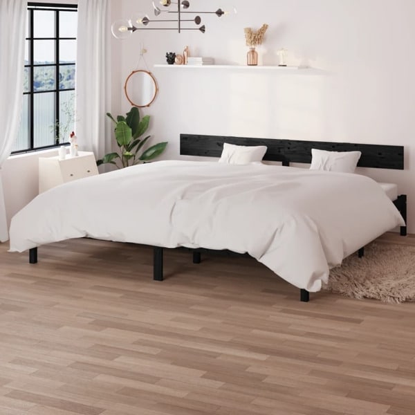vidaXL Sängram svart massiv furu 180x200 cm Svart