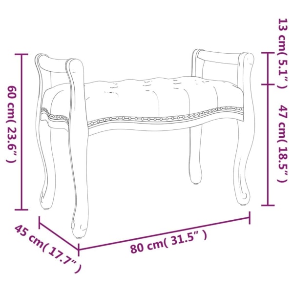 vidaXL Bänk ljusgrå 80x45x60 cm sammet Grå