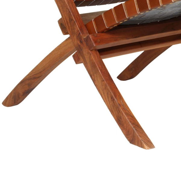 vidaXL Hopfällbar stol flätad brun äkta läder Brun