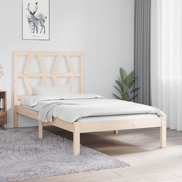 vidaXL Sängram massiv furu 90x190 cm Brun