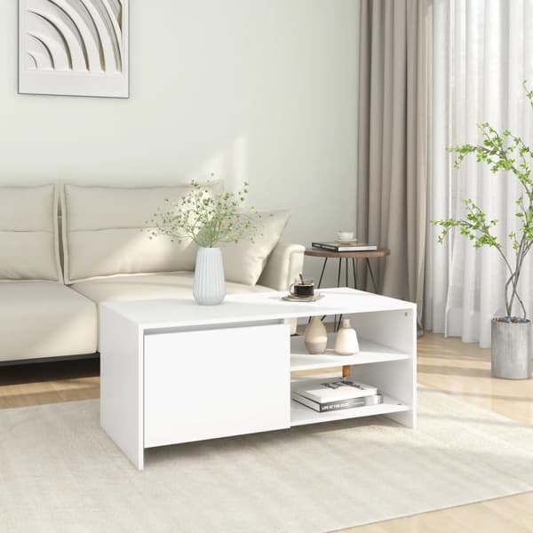 vidaXL Soffbord vit 102x50x45 cm konstruerat trä Vit