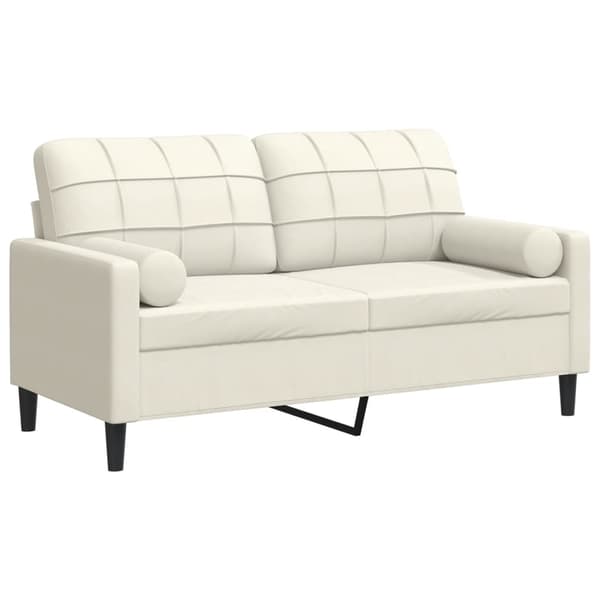 vidaXL 2-sitssoffa med prydnadskuddar gräddvit 140 cm sammet Kräm