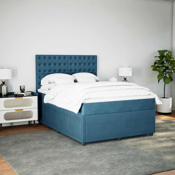 vidaXL Ramsäng med madrass blå 160x200 cm sammet Blå