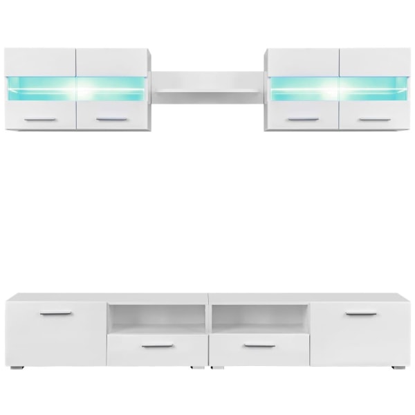 vidaXL TV-möbel 5 delar med LED-belysning högglans vit Vit
