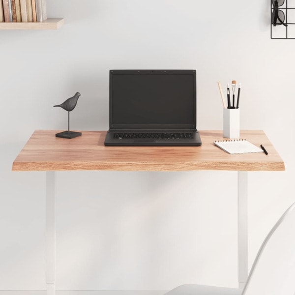 vidaXL Bordsskiva ljusbrun 80x50x2 cm behandlad massiv ek levande kant Brun